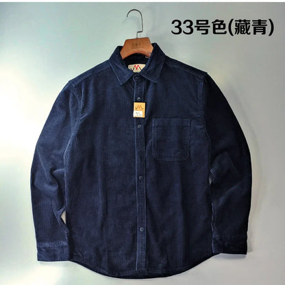 Relaxed Fit Corduroy Button Down Shirt for Men