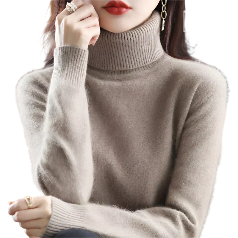 Luxurious Pure Cashmere Lady Turtleneck Jumper