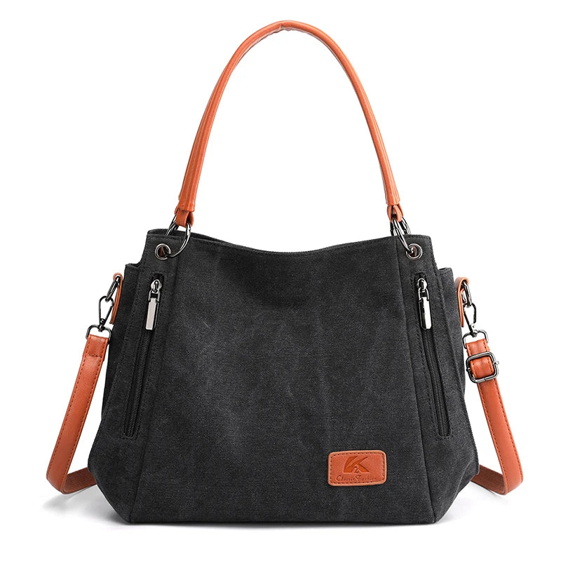 Luxe Canvas Tote Bag Spacious Zipper Closure