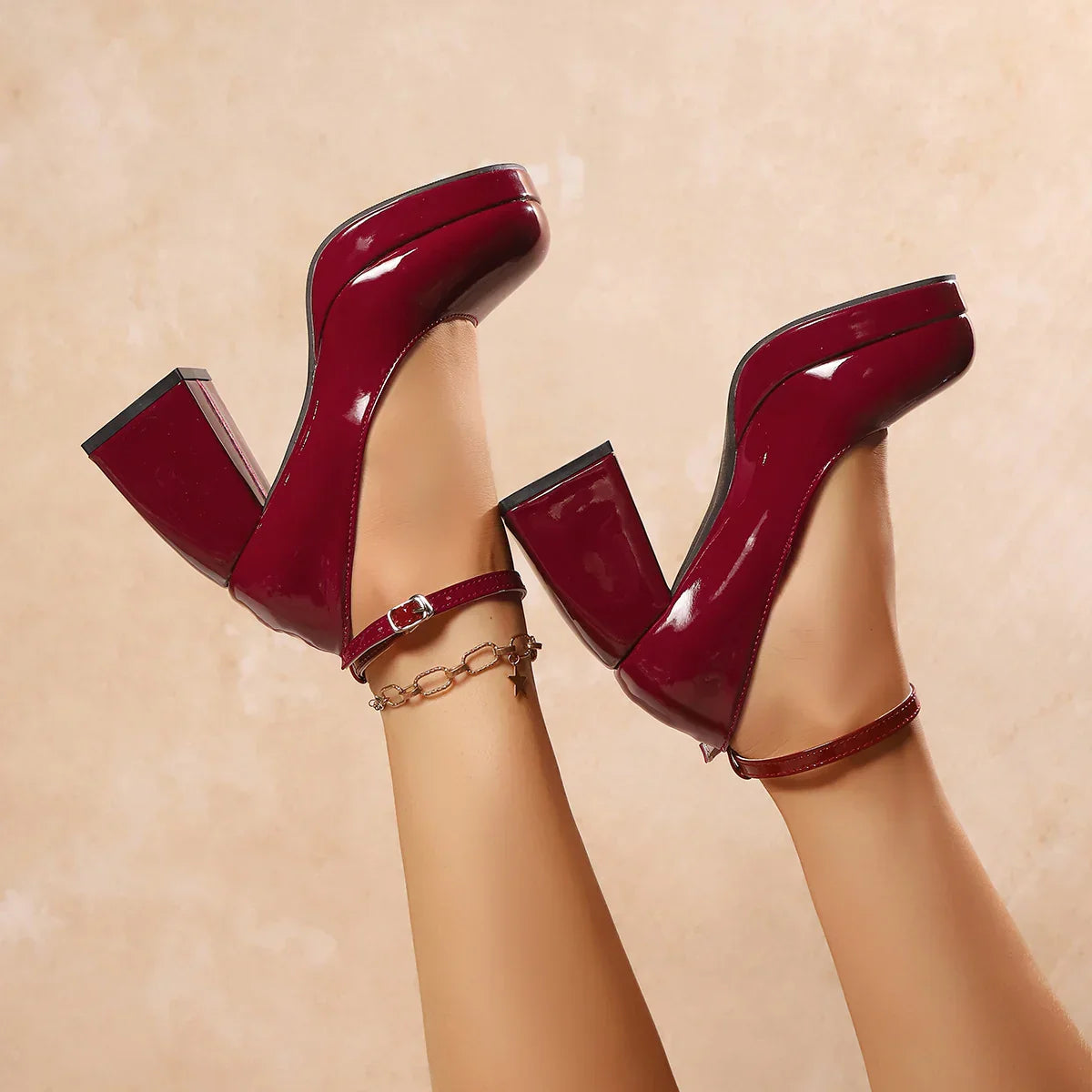 Red Authentic Leather High Heels