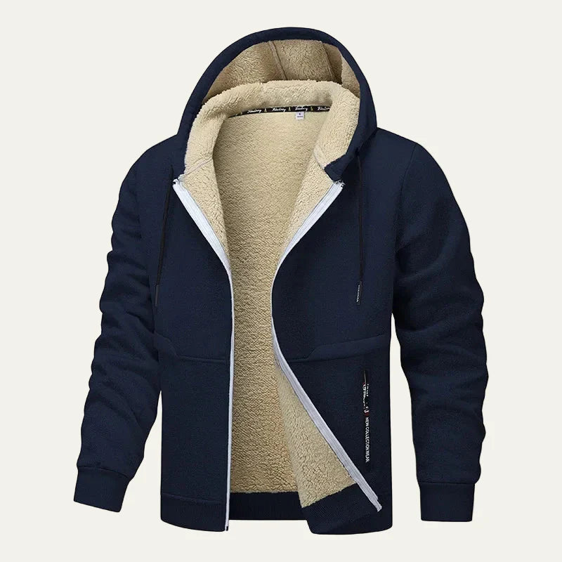 Warm Fleece Lined Men's Zip Up Hoodie
