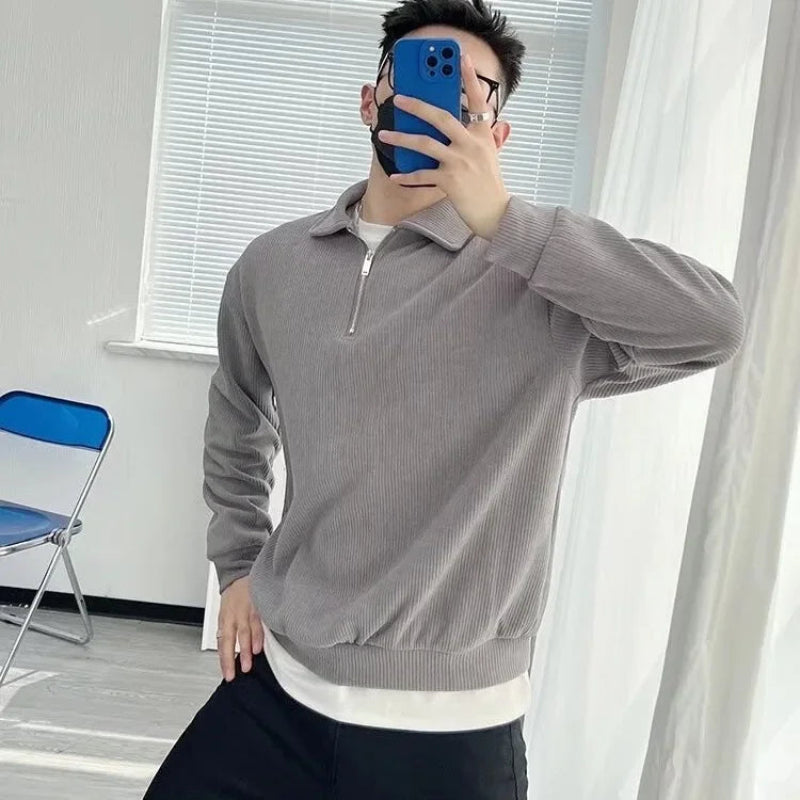 Casual Loose Fit Mens Quarter Zip Jumper