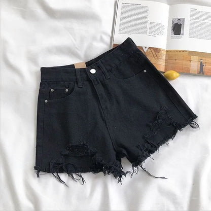 Torn High Waisted Faded Denim Shorts