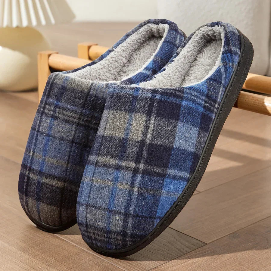 Men's Comfortable Plaid House Slippers with Soft Insoles