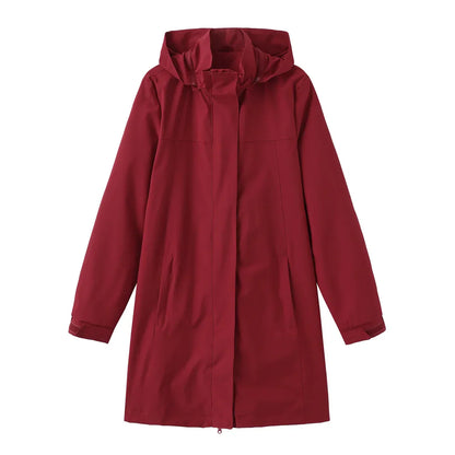 Rainproof Fitted Ladies Long Coat