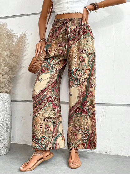 Relaxed Fit Soft Elastic Printed Ladies Pants