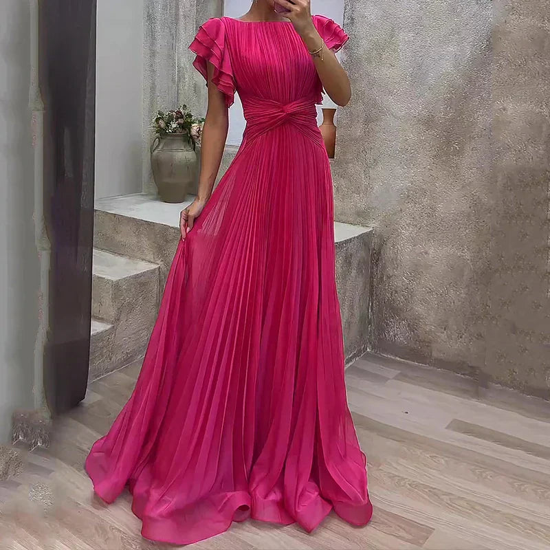 Elegant Ruffled Formal Dress - OutfitLondon