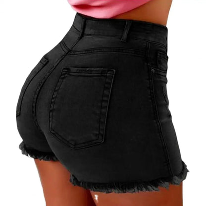 Ripped High Waisted Ladies Denim Shorts