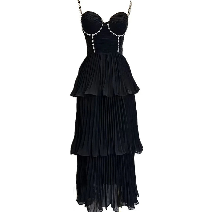 Elegant Deep V Neck Evening Gown Dress