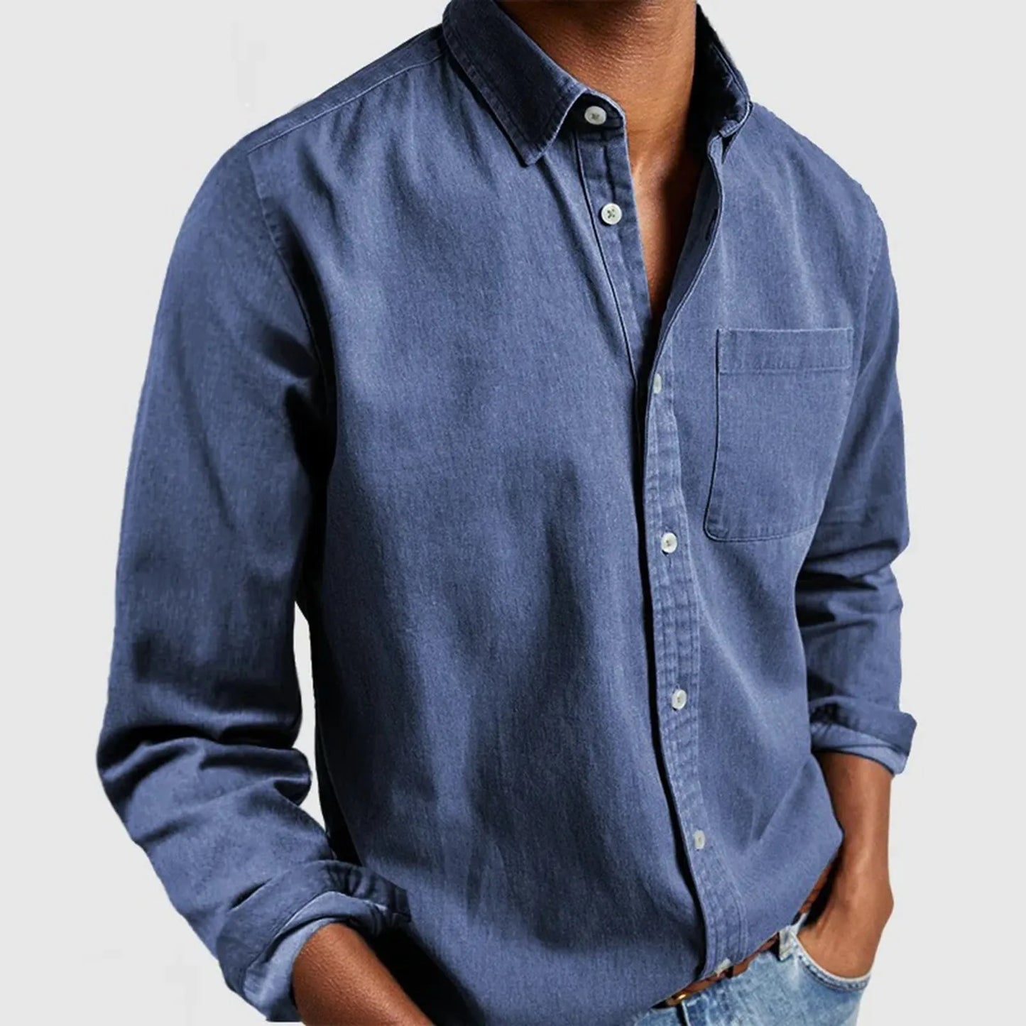 Men's Textured Cotton Button Up Shirt Soft Brushed Heritage Fit