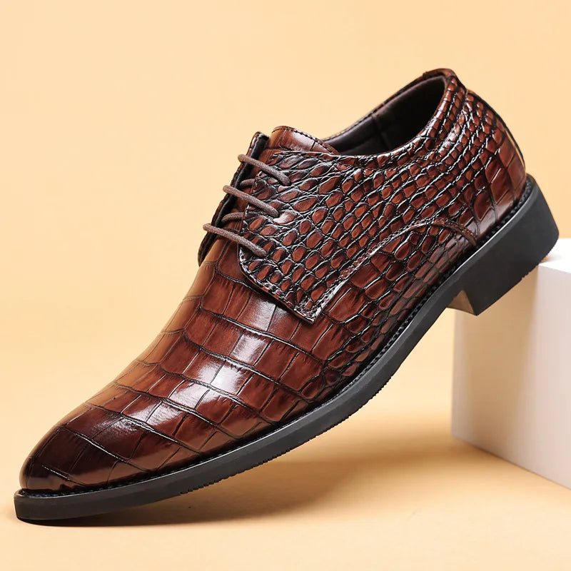 Classic Brown Leather Derby Shoes - OutfitLondon