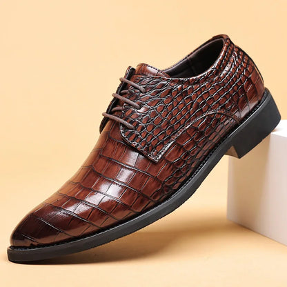 Classic Brown Leather Derby Shoes - OutfitLondon