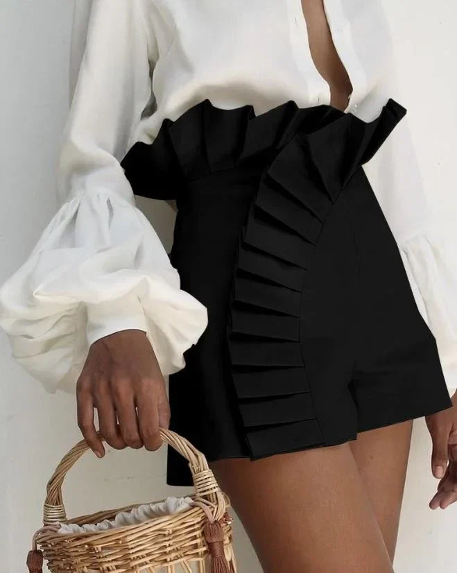 Women's High-Waist Pleated Shorts