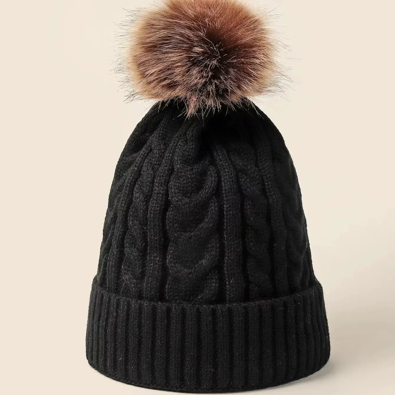 Warm Fuzzy Knit Winter Hat for Ladies