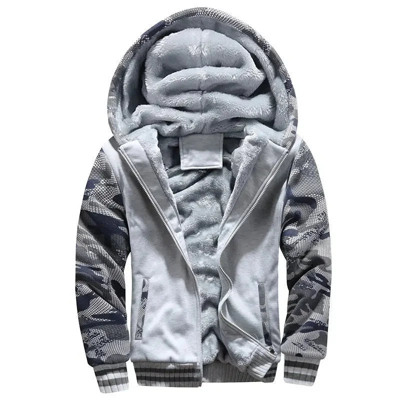 Warm Hooded Quilted Fleece Coat