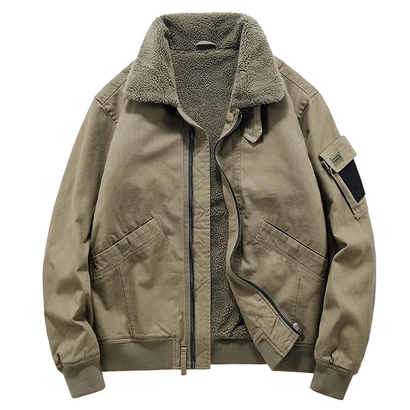 Men's Sherpa Jacket Durable Cotton Rugged Zip Front