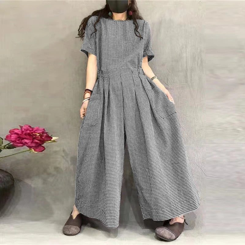 Comfy Plaid Oversized Jumpsuit