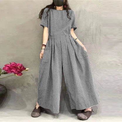 Comfy Plaid Oversized Jumpsuit