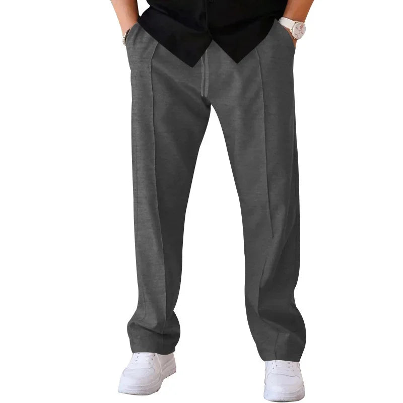 Relaxed Fit Straight Leg Elastic Waist Pants