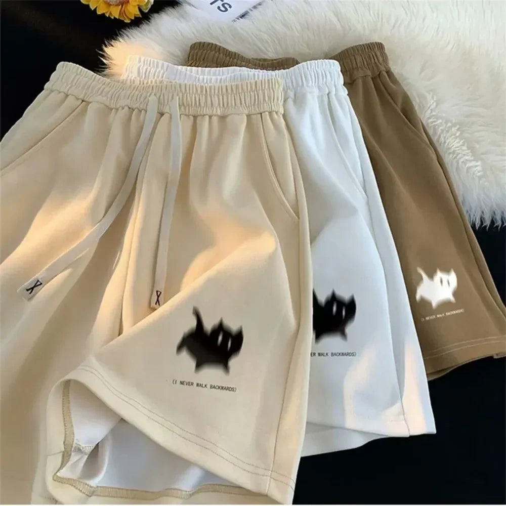 Vintage Style Cat Print High Waisted Shorts - OutfitLondon