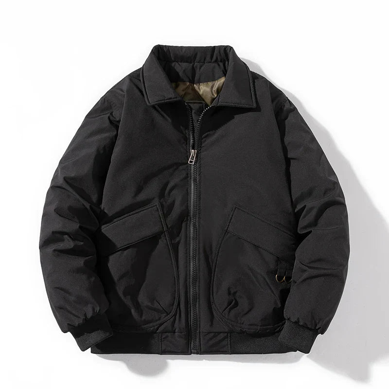 Men's Tactical Bomber Jacket Water Resistant Quilted Black