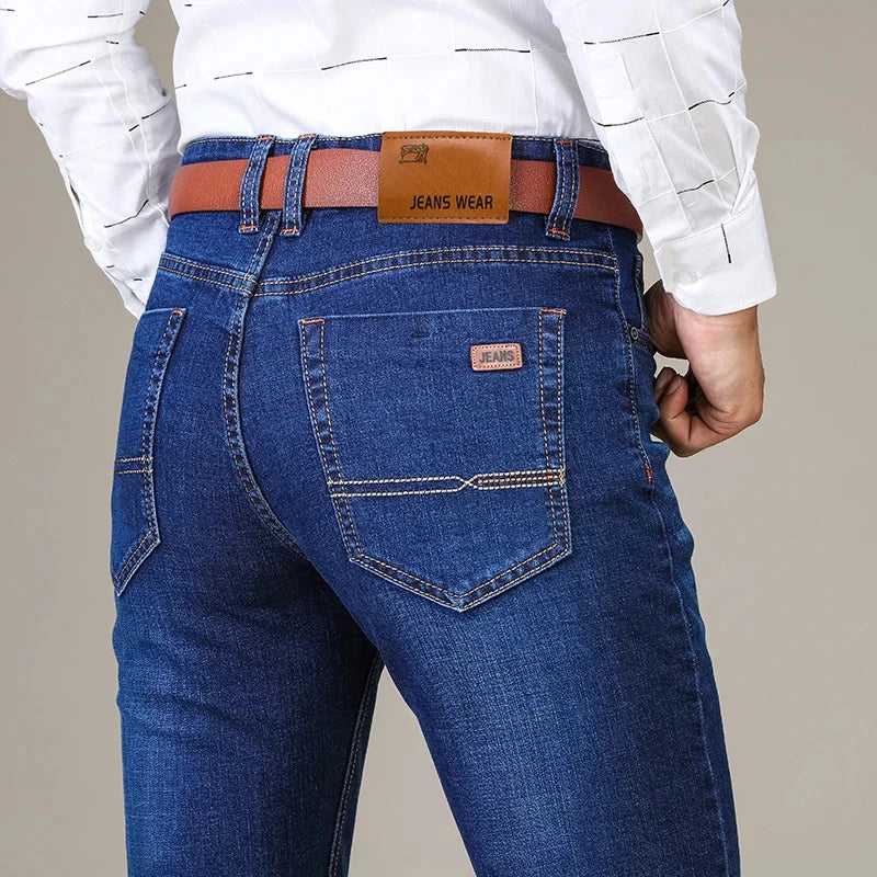 Classic Straight Leg Dark Blue Men's Jeans - OutfitLondon