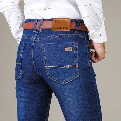 Classic Straight Leg Dark Blue Men's Jeans - OutfitLondon