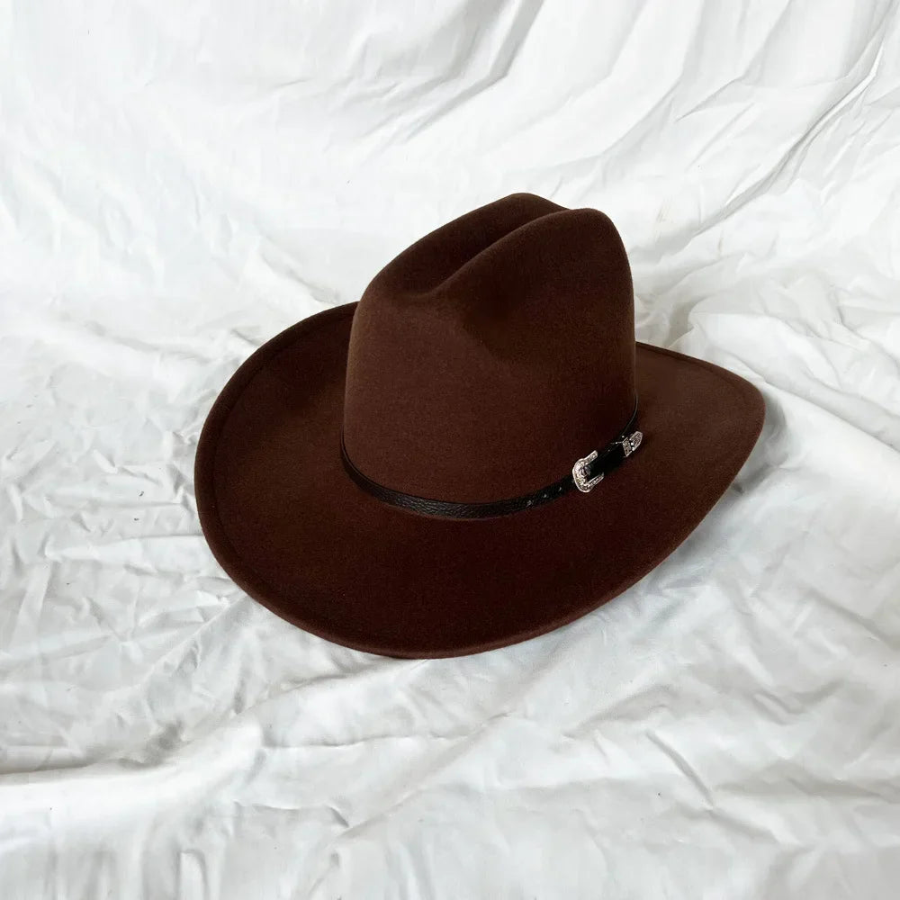 Classic Western Leather Cowboy Hat - Wide Brim Fit