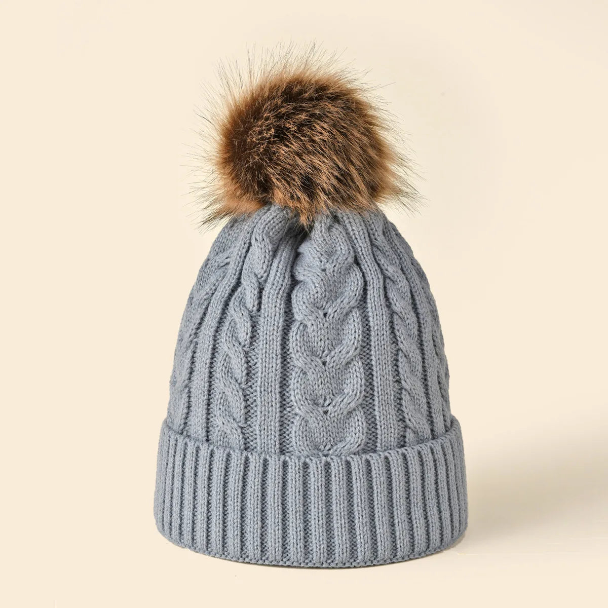 Warm Fuzzy Knit Winter Hat for Ladies - OutfitLondon