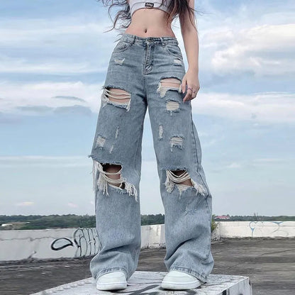 Vintage Ladies Relaxed Fit Cargo Jeans