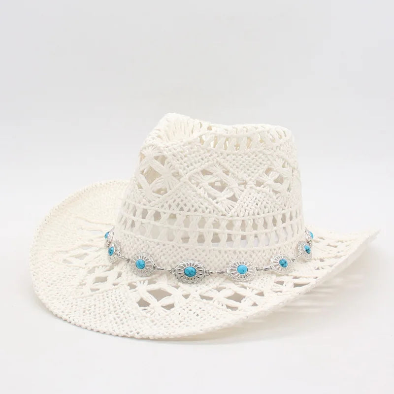 Classic Western Hat with Earthy Brown Beads