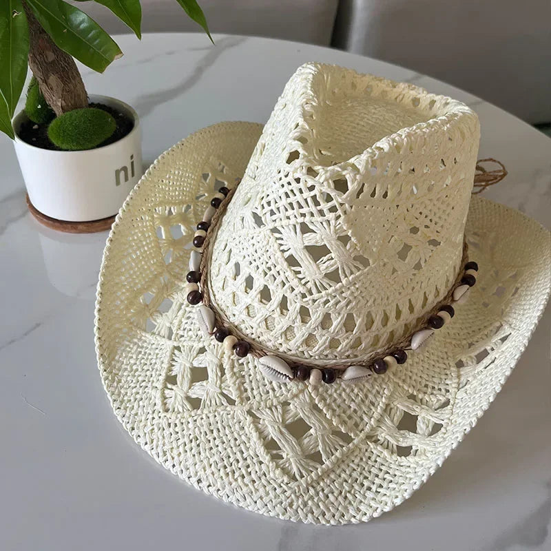 Classic Western Hat with Earthy Brown Beads