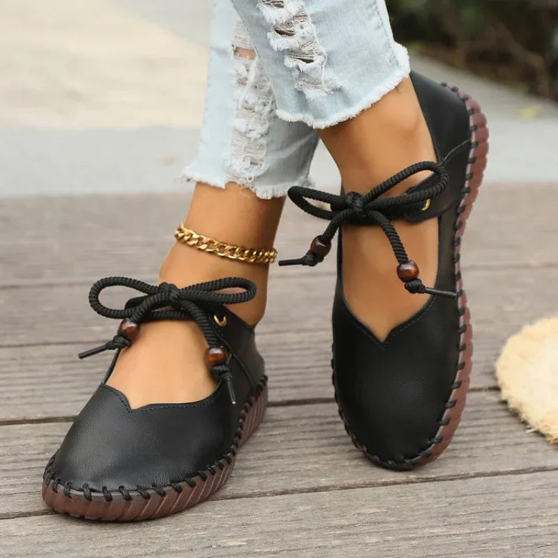Comfortable Low-Heel Lace-Up Shoes - OutfitLondon