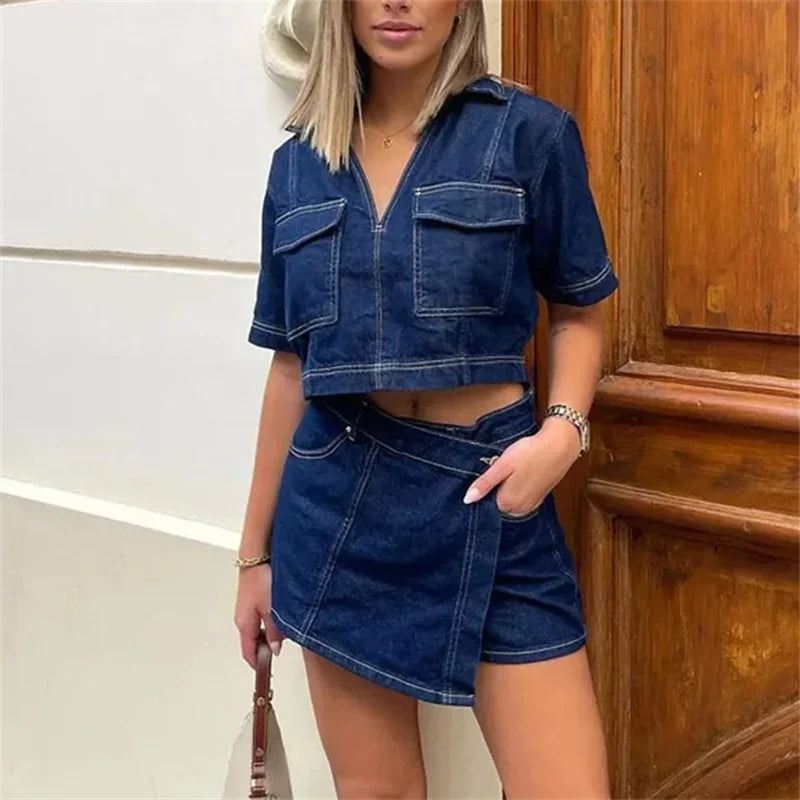 Dark Blue 2-Piece Denim Set