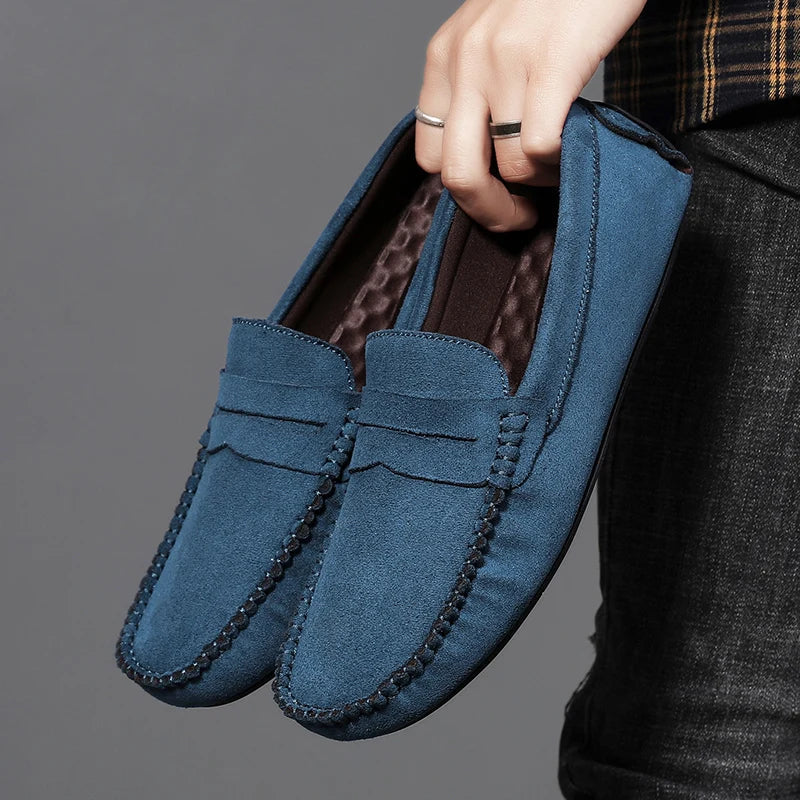 Relaxed Fit Leather Slip On Shoes For Men