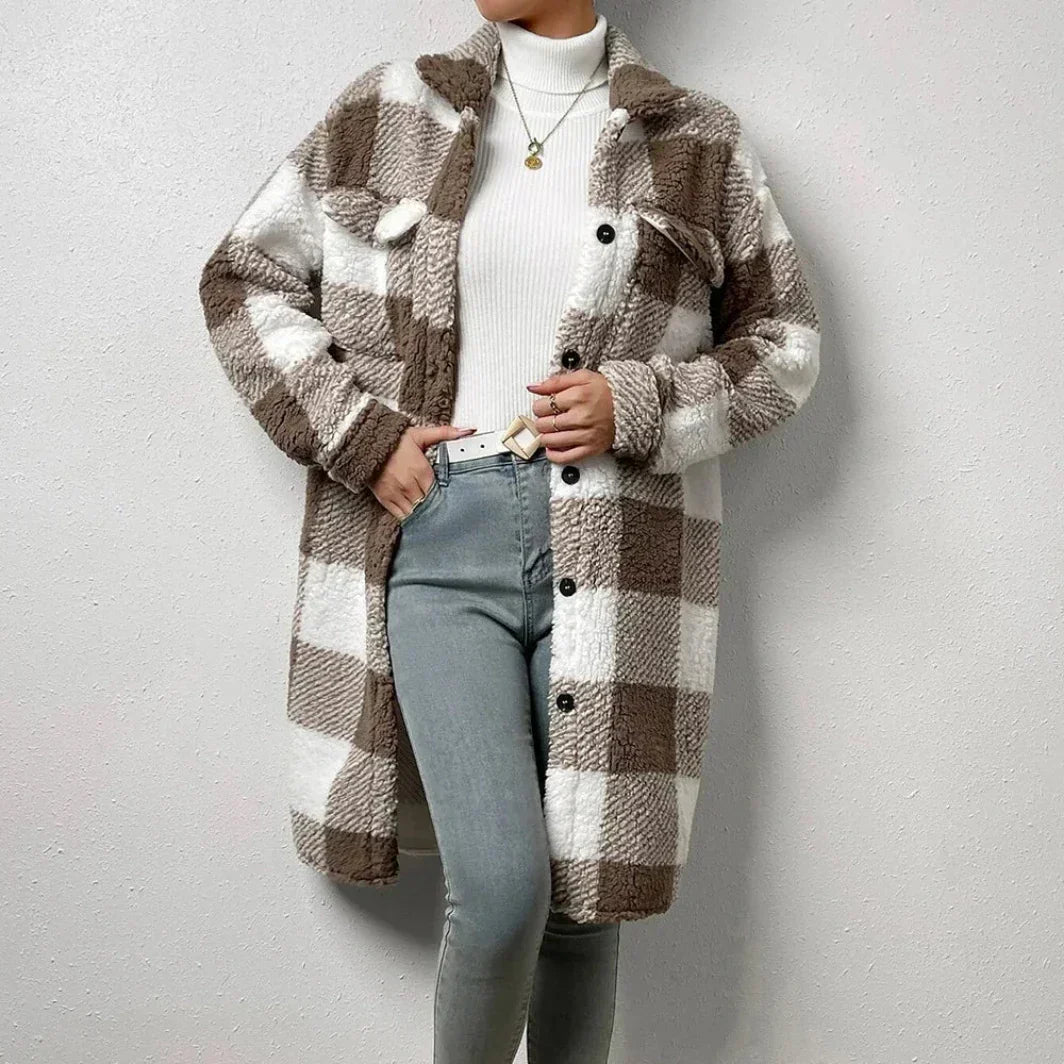 Women's Plaid Longline Trench Coat