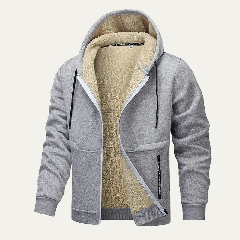 Warm Fleece Lined Men's Zip Up Hoodie