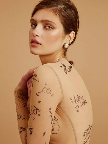 Trendy Mesh Panel Body Suit
