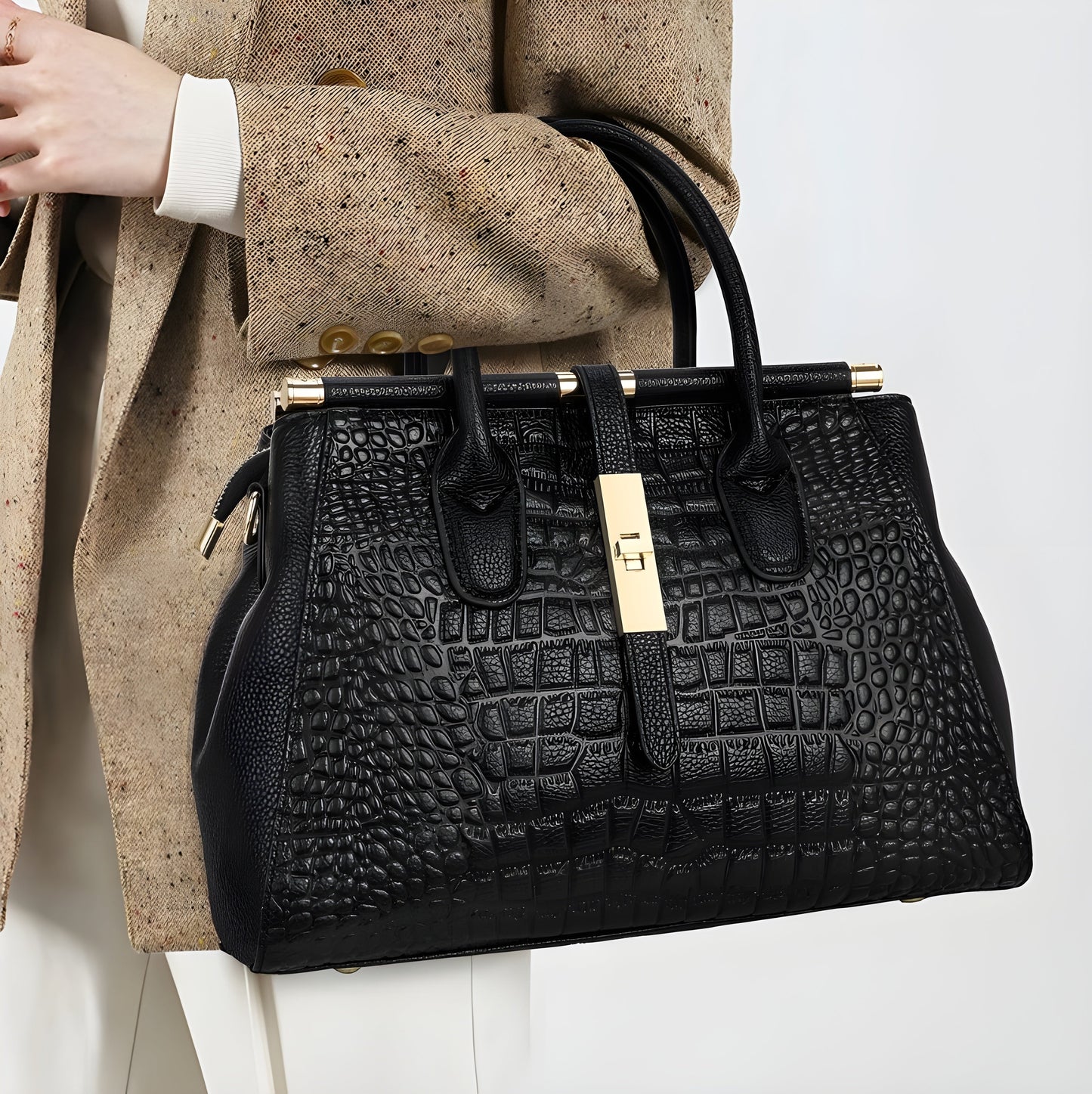 Stylish Crocodile Pattern Tote Bag