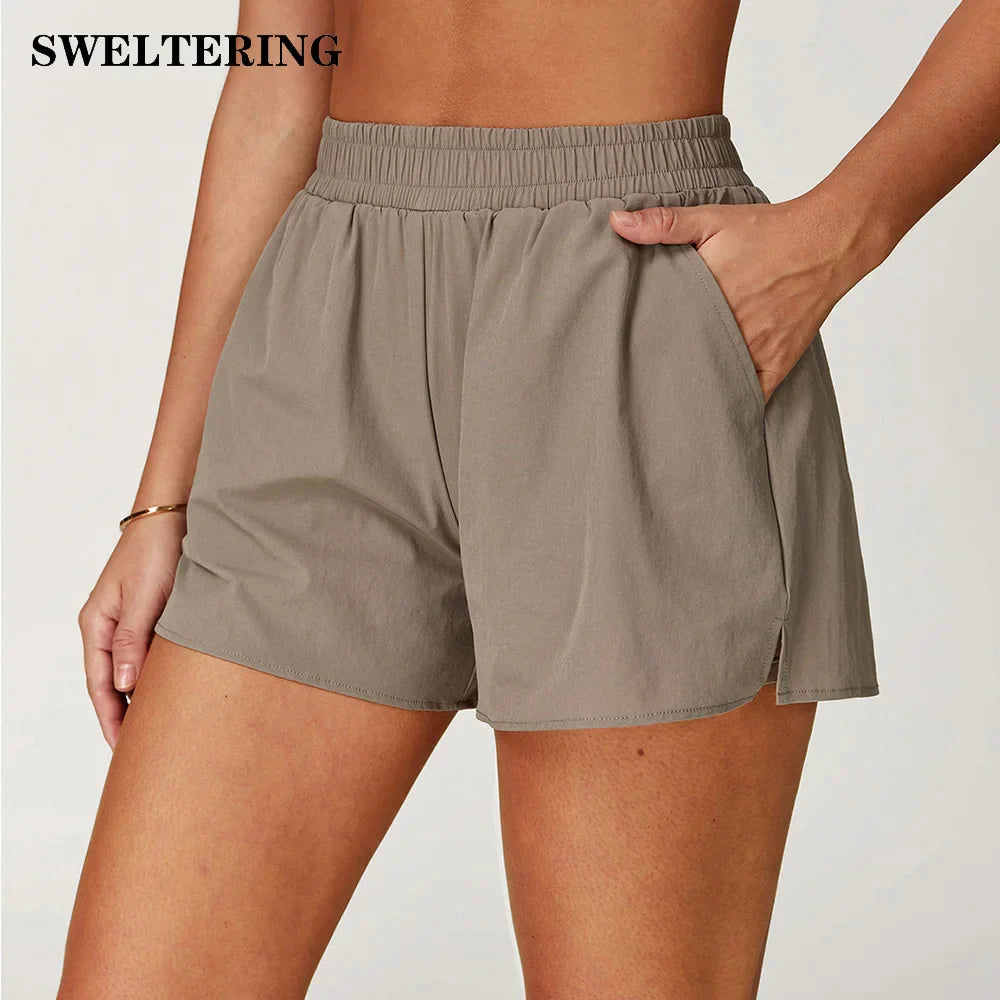 Fitness High Waist Yoga Running Shorts - OutfitLondon