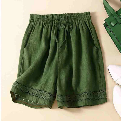 Casual Fit Embroidered Drawstring Shorts