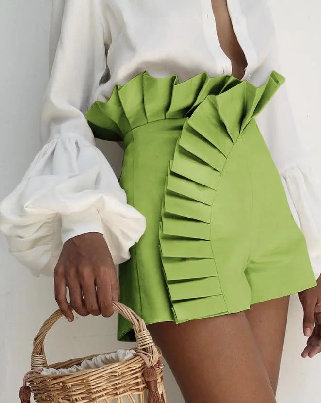 Women's High-Waist Pleated Shorts