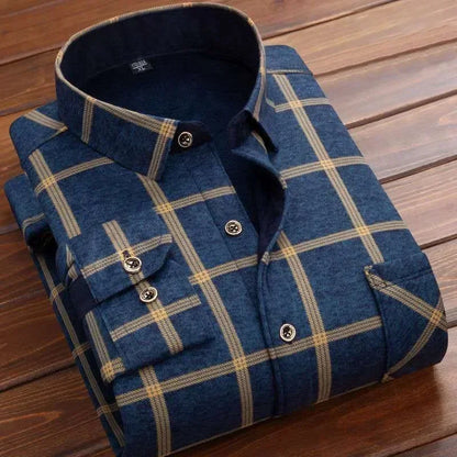 Soft Plaid Flannel Shirt for Men - Thermal Fleece Inside