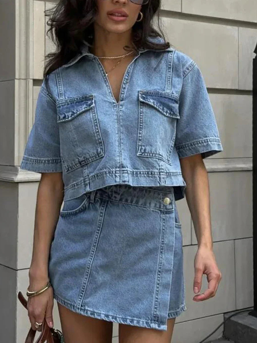 Dark Blue 2-Piece Denim Set