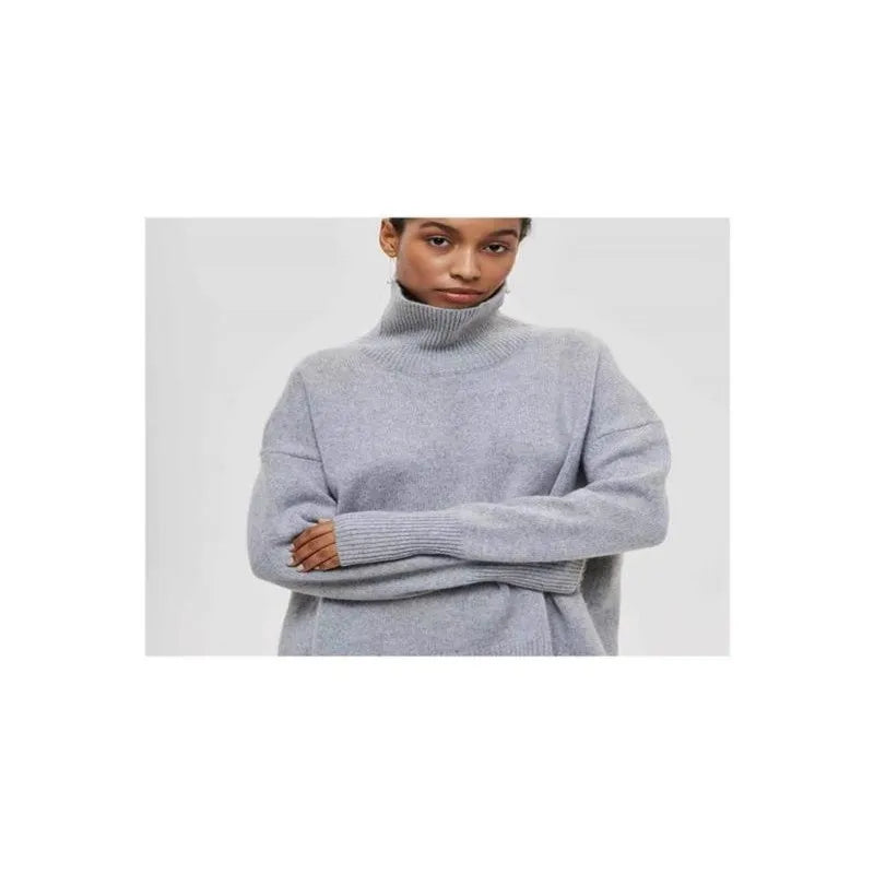 Cozy Big Fit Crew Neck Wool Sweater - OutfitLondon