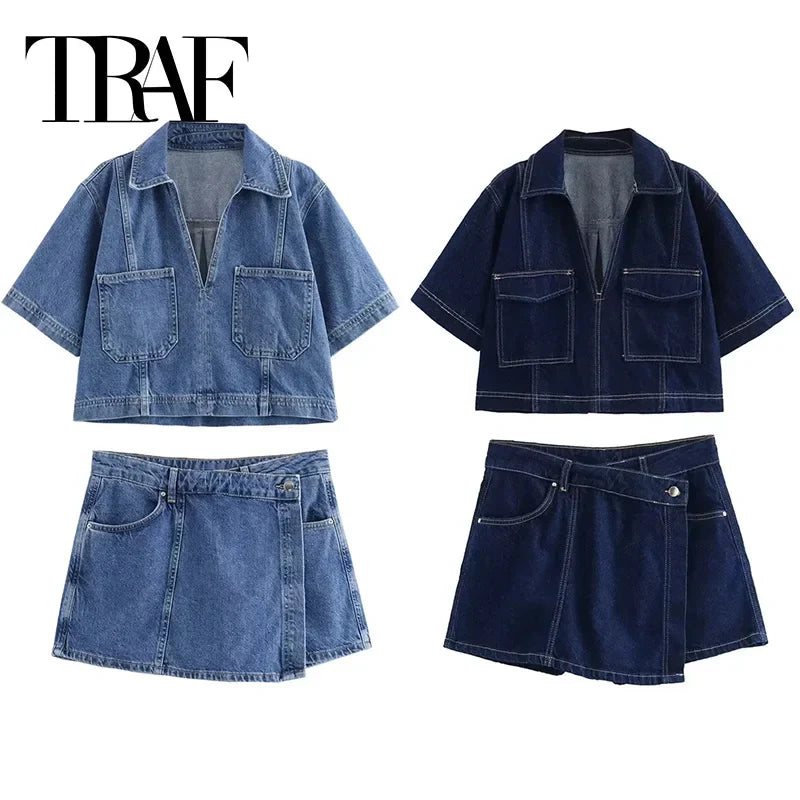 Dark Blue 2-Piece Denim Set - OutfitLondon
