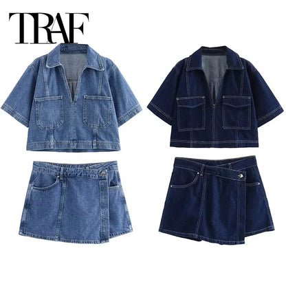 Dark Blue 2-Piece Denim Set - OutfitLondon