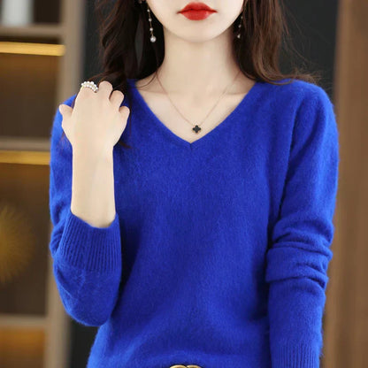 Soft Cashmere V Neck Sweater For Women Fit