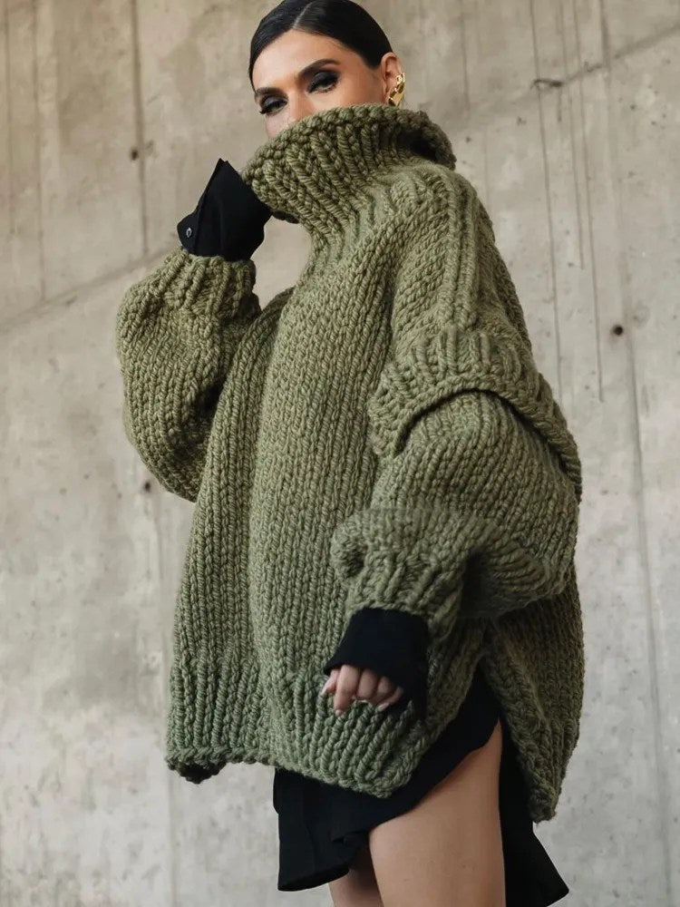 Cozy Oversized Knit Women's Sweater Dress