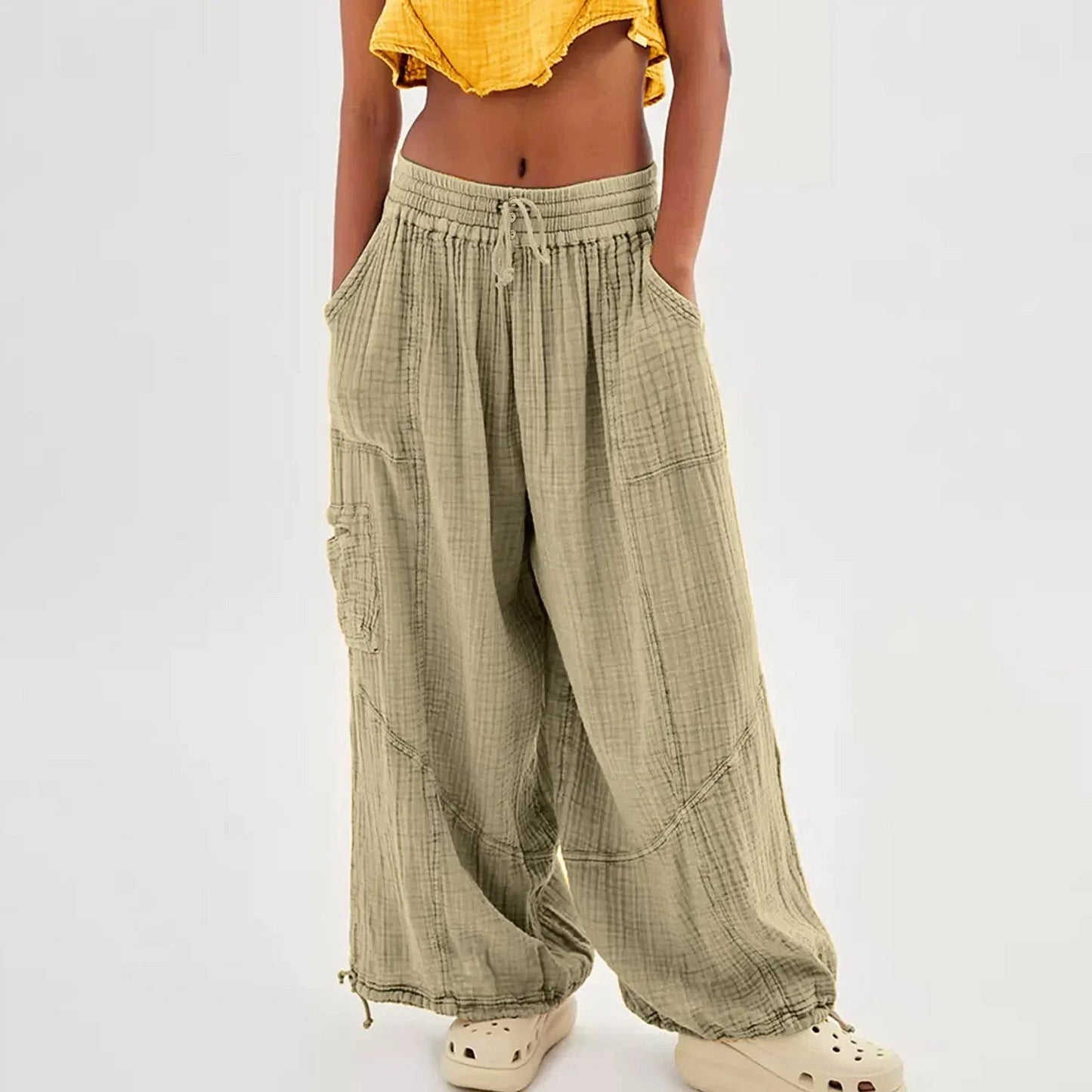 Comfortable Loose Fit Beach Pants with Pockets